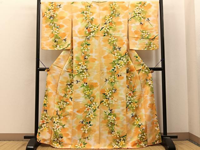 平和屋着物■上質な小紋　枝花文　暈し染め　正絹　逸品　未使用　BAAY6966hj
