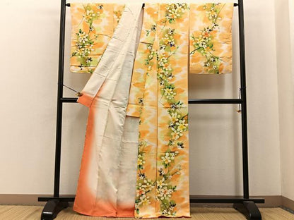 平和屋着物■上質な小紋　枝花文　暈し染め　正絹　逸品　未使用　BAAY6966hj