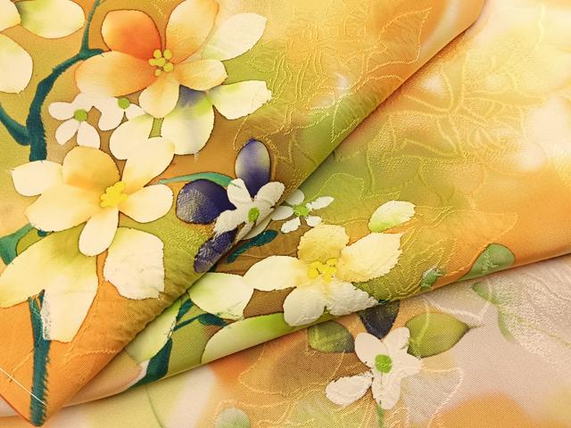 平和屋着物■上質な小紋　枝花文　暈し染め　正絹　逸品　未使用　BAAY6966hj