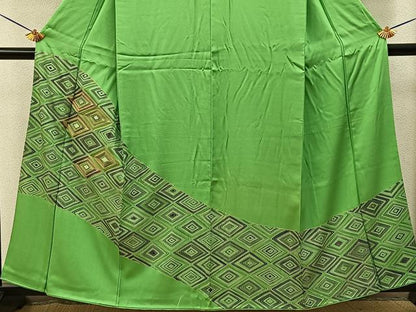 平和屋着物■訪問着　駒刺繍　入子菱　金彩　正絹　逸品　BAAY6970hj