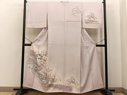 平和屋着物■訪問着　流水草花文　暈し染め　金彩　正絹　逸品　BAAY6971hj