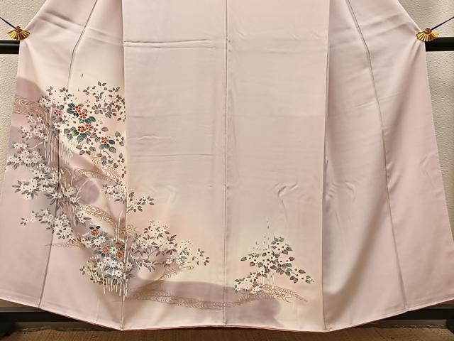 平和屋着物■訪問着　流水草花文　暈し染め　金彩　正絹　逸品　BAAY6971hj