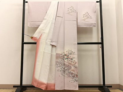 平和屋着物■訪問着　流水草花文　暈し染め　金彩　正絹　逸品　BAAY6971hj
