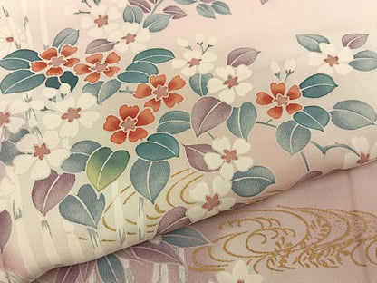 平和屋着物■訪問着　流水草花文　暈し染め　金彩　正絹　逸品　BAAY6971hj