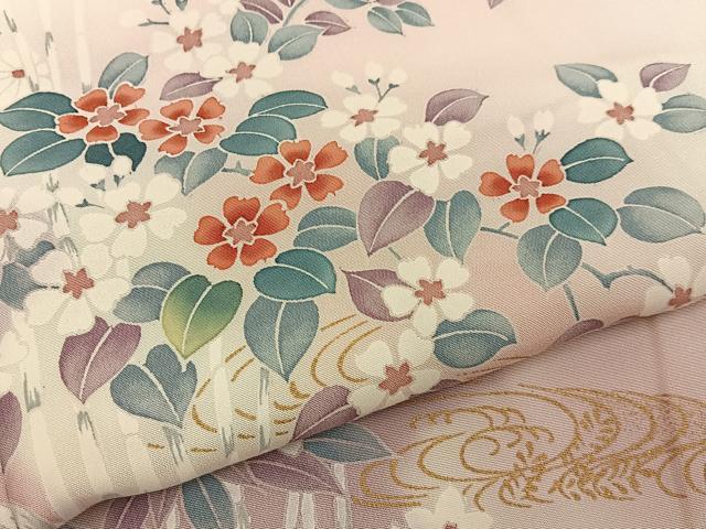 平和屋着物■訪問着　流水草花文　暈し染め　金彩　正絹　逸品　BAAY6971hj