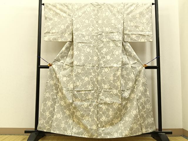 平和屋着物■本場大島紬　白大島　9マルキ　雪輪文様　正絹　逸品　BAAY6974hj