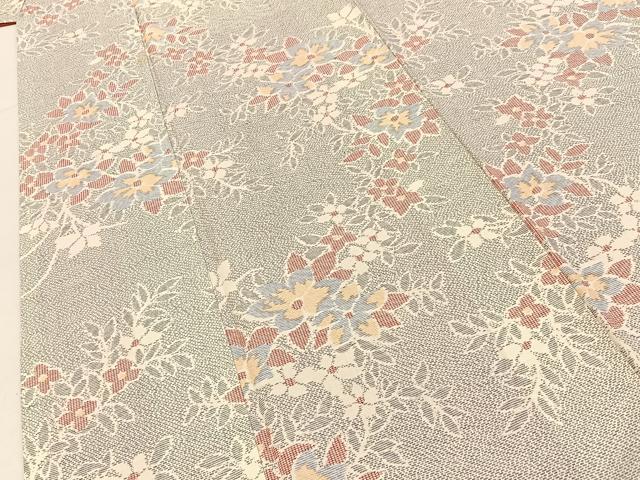 平和屋着物■上質な紬　草花文　正絹　逸品　BAAY6977hj