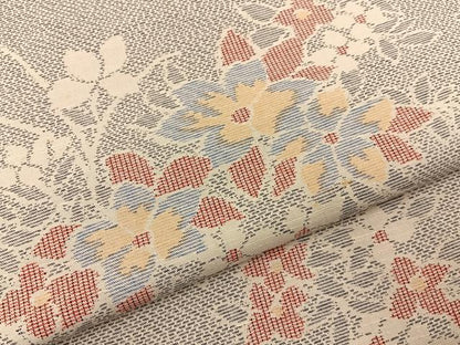 平和屋着物■上質な紬　草花文　正絹　逸品　BAAY6977hj