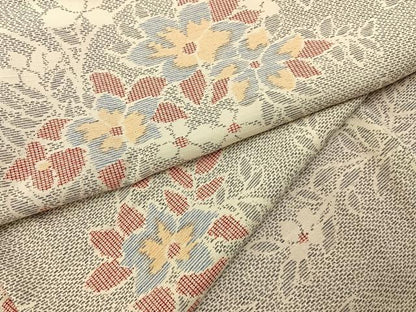 平和屋着物■上質な紬　草花文　正絹　逸品　BAAY6977hj
