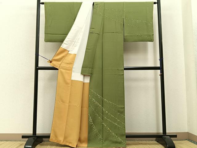 平和屋着物■訪問着　箔散らし　吹き寄せ地紋　正絹　逸品　BAAY6981hj