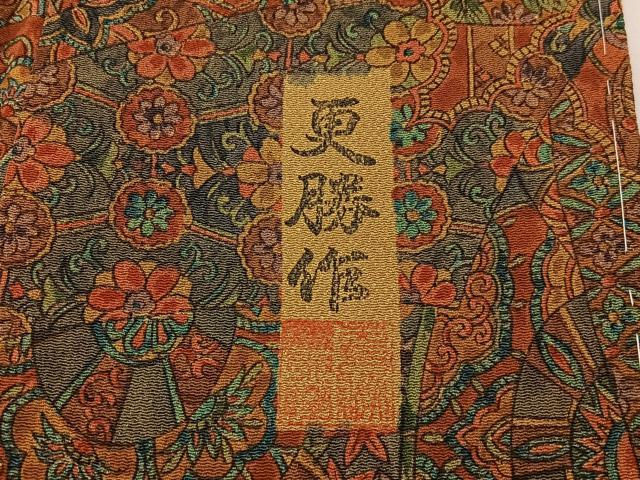 平和屋着物●更勝　小紋　源氏車花蝶文　鬼しぼ縮緬　正絹　逸品　未使用　BAAY6983hj