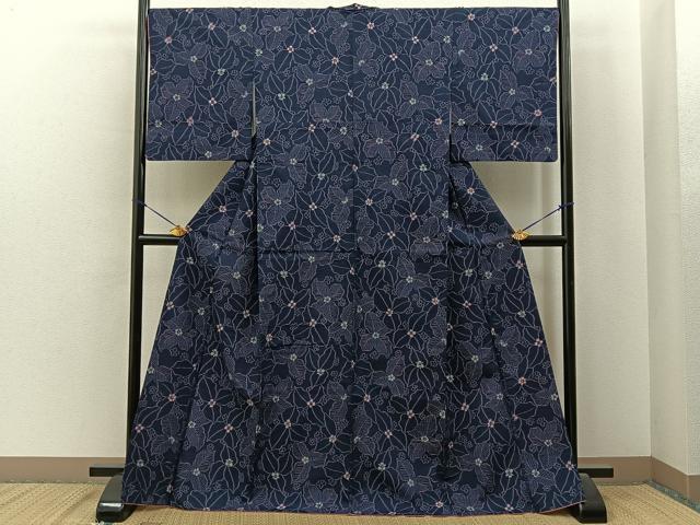 平和屋着物■上質な紬　草花尽くし　やまと誂製　正絹　逸品　BAAY6984hj