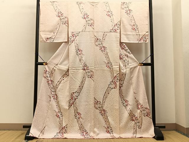 平和屋着物■上質な小紋　竹垣花文　金彩　やまと誂製　ロング丈　正絹　逸品　BAAY6985hj