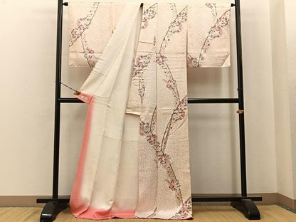 平和屋着物■上質な小紋　竹垣花文　金彩　やまと誂製　ロング丈　正絹　逸品　BAAY6985hj