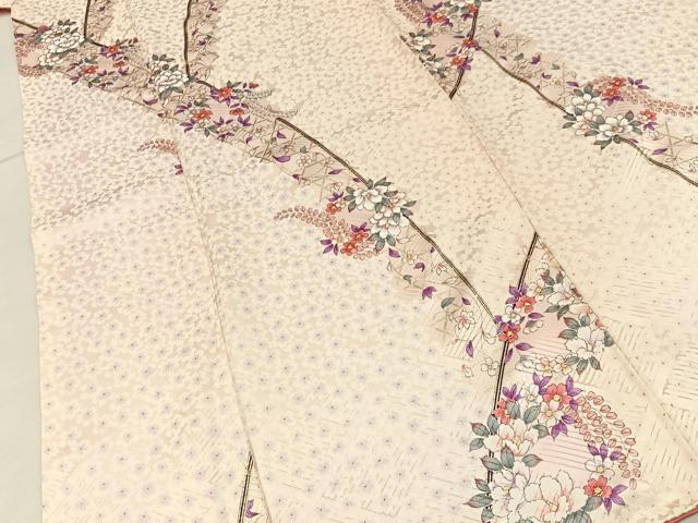 平和屋着物■上質な小紋　竹垣花文　金彩　やまと誂製　ロング丈　正絹　逸品　BAAY6985hj