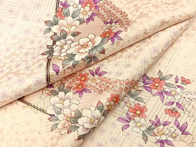 平和屋着物■上質な小紋　竹垣花文　金彩　やまと誂製　ロング丈　正絹　逸品　BAAY6985hj