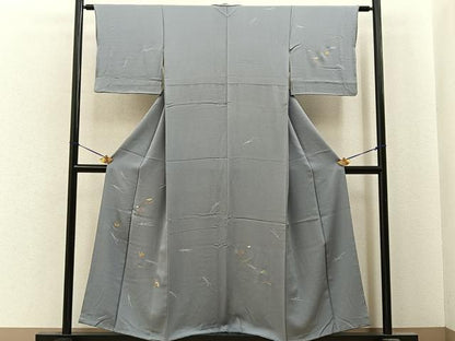 平和屋着物■中国三大刺繍　相良刺繍　訪問着　絞り　吹き寄せ文　金糸　正絹　逸品　BAAY6986hj