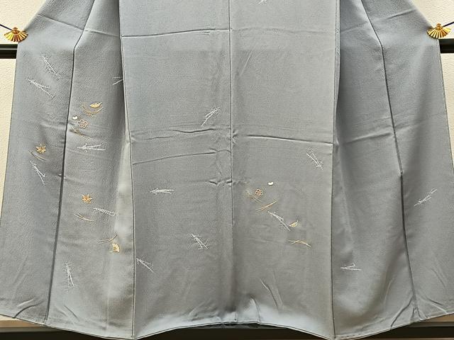 平和屋着物■中国三大刺繍　相良刺繍　訪問着　絞り　吹き寄せ文　金糸　正絹　逸品　BAAY6986hj
