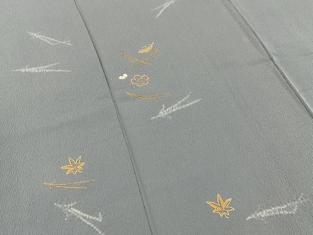 平和屋着物■中国三大刺繍　相良刺繍　訪問着　絞り　吹き寄せ文　金糸　正絹　逸品　BAAY6986hj