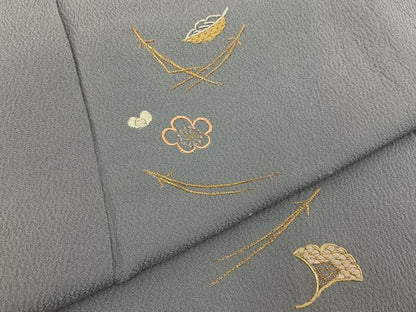 平和屋着物■中国三大刺繍　相良刺繍　訪問着　絞り　吹き寄せ文　金糸　正絹　逸品　BAAY6986hj