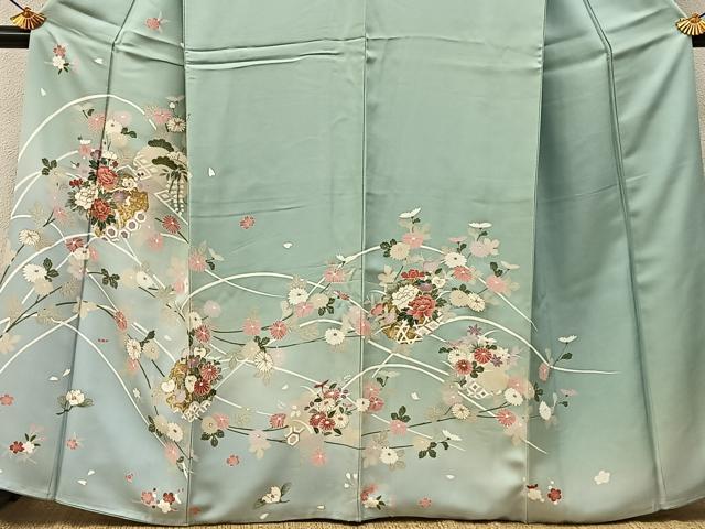 平和屋着物●訪問着　雪輪吉祥花文　暈し染め　金彩　正絹　逸品　BAAY6988hj