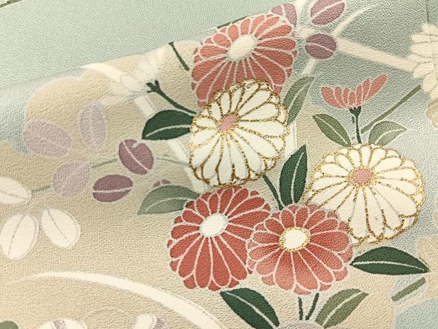 平和屋着物●訪問着　雪輪吉祥花文　暈し染め　金彩　正絹　逸品　BAAY6988hj