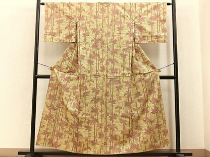 平和屋着物■上質な紬　草葉文　正絹　逸品　BAAY6990hj