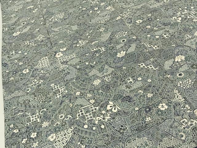 平和屋着物■上質な小紋　重ね山吉祥花文　正絹　逸品　BAAY6992hj
