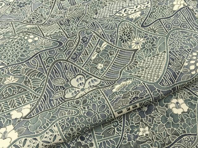 平和屋着物■上質な小紋　重ね山吉祥花文　正絹　逸品　BAAY6992hj