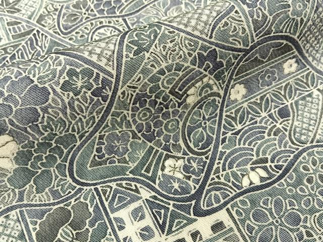 平和屋着物■上質な小紋　重ね山吉祥花文　正絹　逸品　BAAY6992hj