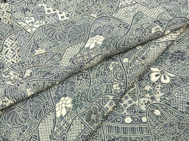 平和屋着物■上質な小紋　重ね山吉祥花文　正絹　逸品　BAAY6992hj