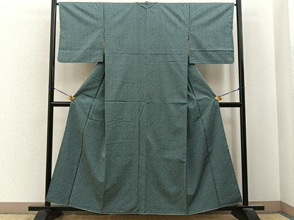 平和屋着物■上質な紬　網代文様　正絹　逸品　BAAY6994hj