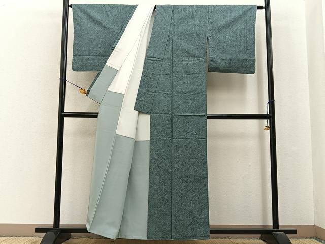 平和屋着物■上質な紬　網代文様　正絹　逸品　BAAY6994hj