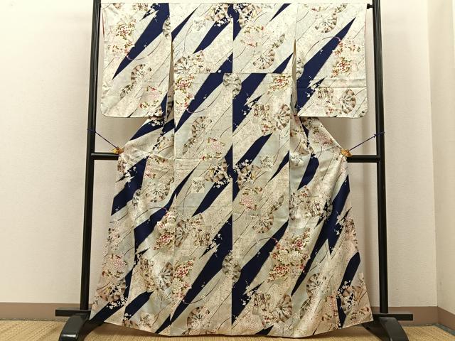 平和屋着物■上質な小紋　源氏車色紙花文　金彩　正絹　逸品　BAAY6999hj