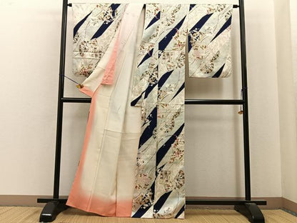 平和屋着物■上質な小紋　源氏車色紙花文　金彩　正絹　逸品　BAAY6999hj