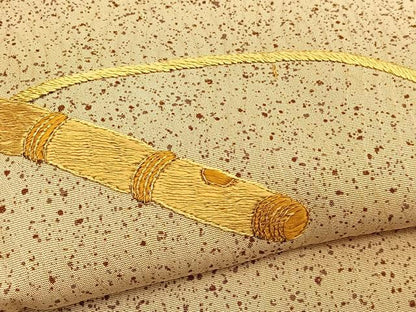 平和屋着物▽訪問着　単衣　総刺繍　駒刺繍　横笛文　暈し染め　金糸　正絹　逸品　BAAY7077hv