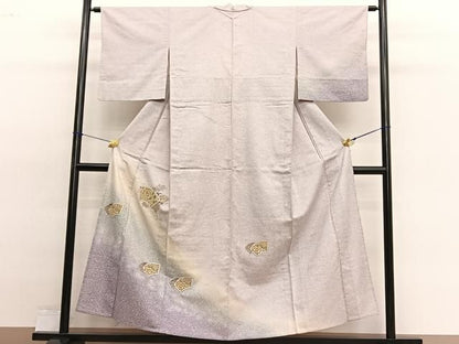 平和屋着物▽中国三大刺繍　スワトウ刺繍　総刺繍　訪問着　単衣　紬地　地紙宝相華　金彩　正絹　逸品　BAAY7346hv