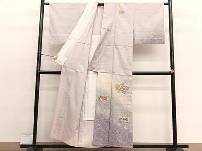 平和屋着物▽中国三大刺繍　スワトウ刺繍　総刺繍　訪問着　単衣　紬地　地紙宝相華　金彩　正絹　逸品　BAAY7346hv