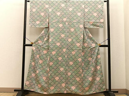 平和屋着物■上質な小紋　花青海波　正絹　逸品　BAAY8001hj
