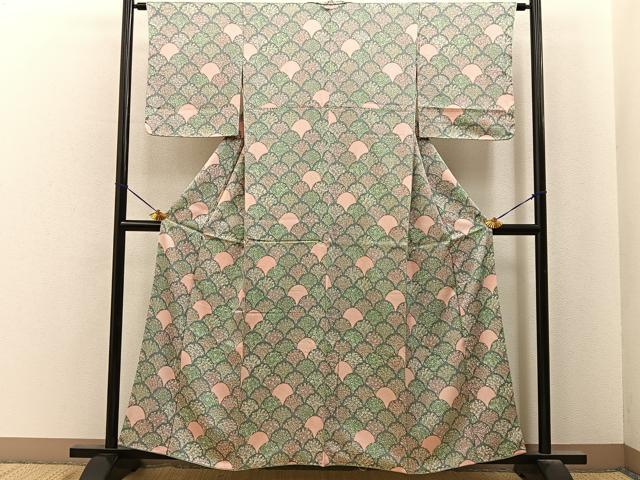 平和屋着物■上質な小紋　花青海波　正絹　逸品　BAAY8001hj
