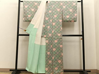 平和屋着物■上質な小紋　花青海波　正絹　逸品　BAAY8001hj