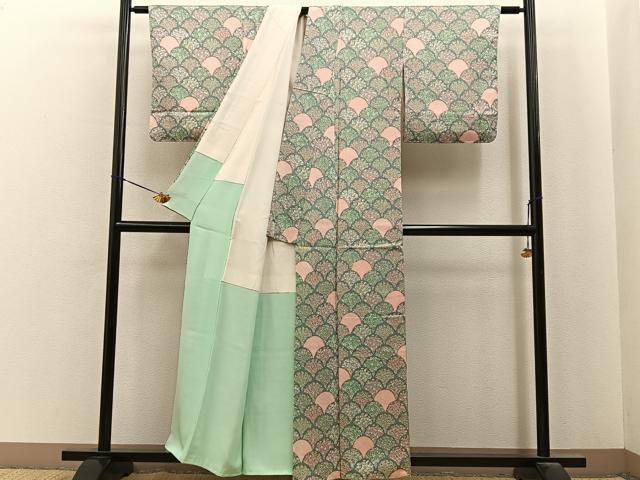平和屋着物■上質な小紋　花青海波　正絹　逸品　BAAY8001hj