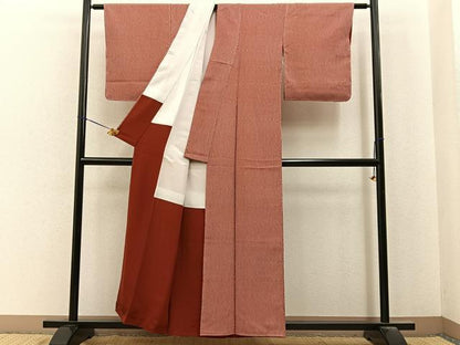 平和屋着物■上質な小紋　よろけ縞　正絹　逸品　未使用　BAAY8003hj
