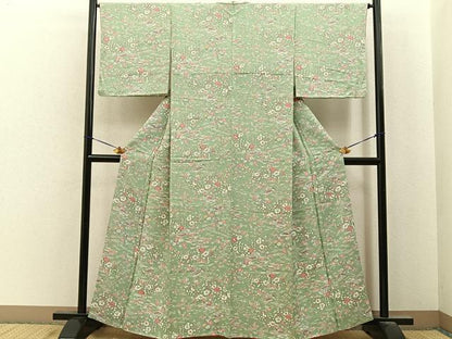 平和屋着物■上質な小紋　風景花文　正絹　逸品　BAAY8004hj