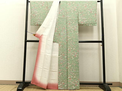 平和屋着物■上質な小紋　風景花文　正絹　逸品　BAAY8004hj