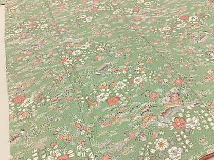 平和屋着物■上質な小紋　風景花文　正絹　逸品　BAAY8004hj