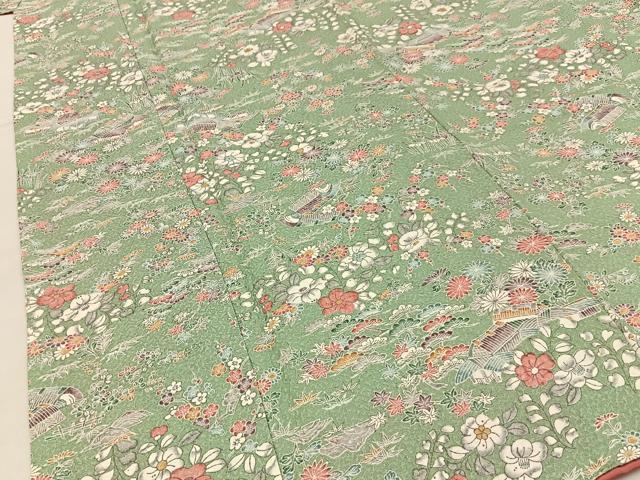 平和屋着物■上質な小紋　風景花文　正絹　逸品　BAAY8004hj