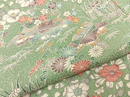 平和屋着物■上質な小紋　風景花文　正絹　逸品　BAAY8004hj