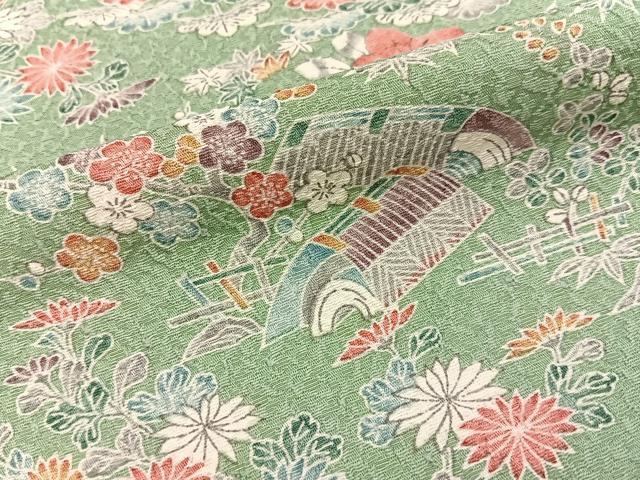 平和屋着物■上質な小紋　風景花文　正絹　逸品　BAAY8004hj