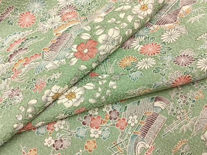 平和屋着物■上質な小紋　風景花文　正絹　逸品　BAAY8004hj